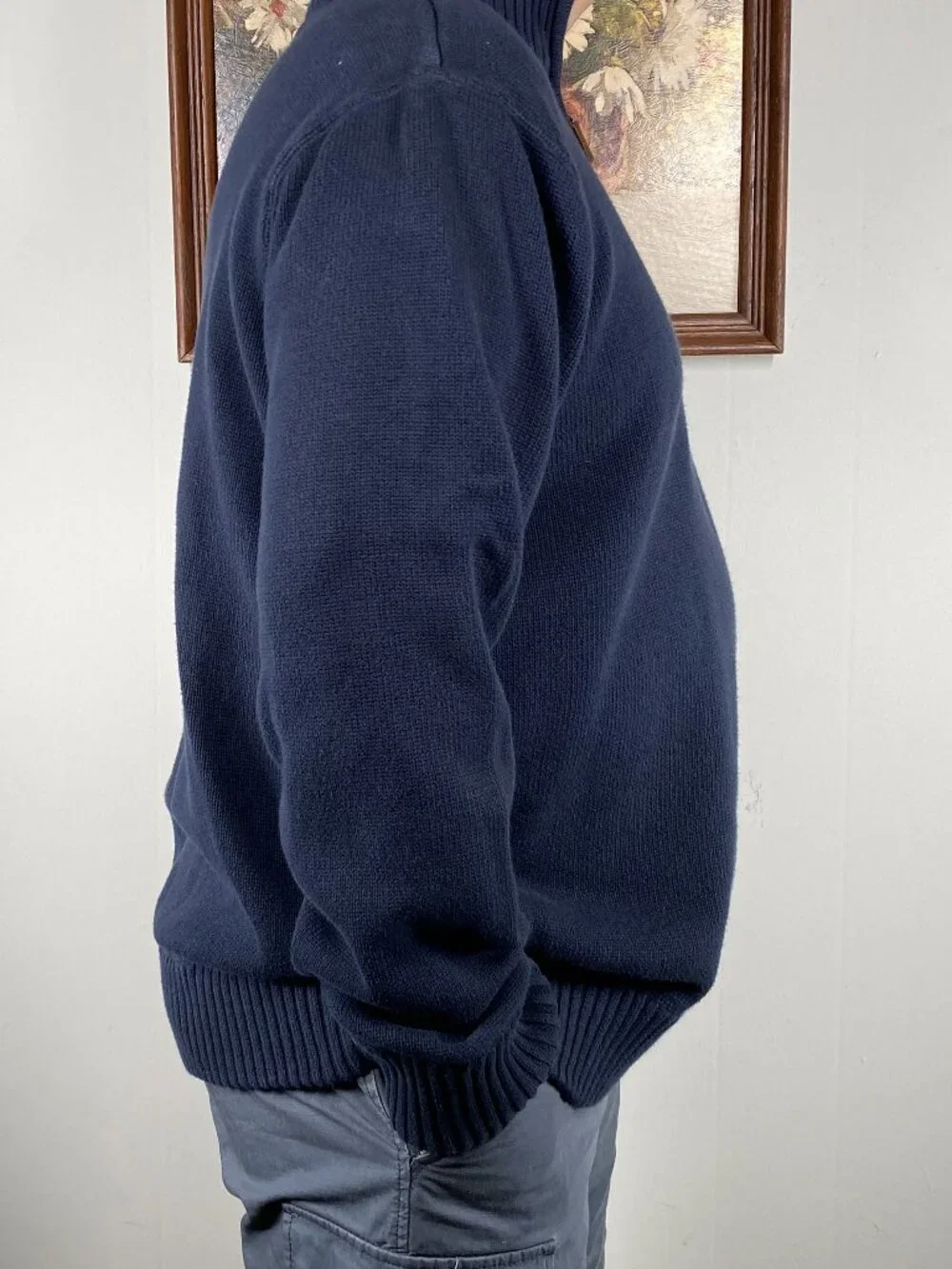 Eddie Bauer 1/4 Zip Ribbed Knit Sweater Top Men's XL Blue Casual - Picture 2 of 13